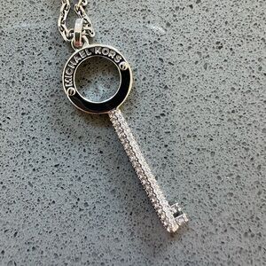 Michael Kors Silver and Black Key Necklace